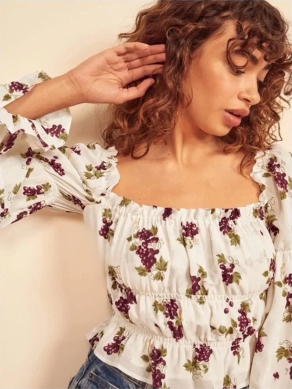 Reformation Amarena Grape Top Long Sleeve Top